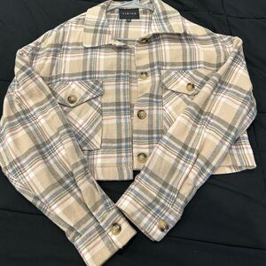 Slightly cropped flannel sweater